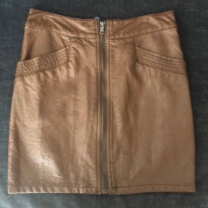Brown leather skirt